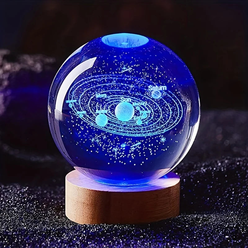 3D Solar System Nightlight - Crystal Glass Ball Light | Perfect Holiday Gifts & Home Decor

Illuminate your space with our stunning 3D Solar System Nightlight, intricately designed within a premium crystal glass ball. This enchanting crystal lamp showcases a vivid display of planets and stars, creating a soothing, celestial ambience ideal for bedrooms, living rooms, or offices. Beautifully crafted, it makes a unique holiday gift, birthday present, or thoughtful surprise for astronomy enthusiasts. 
