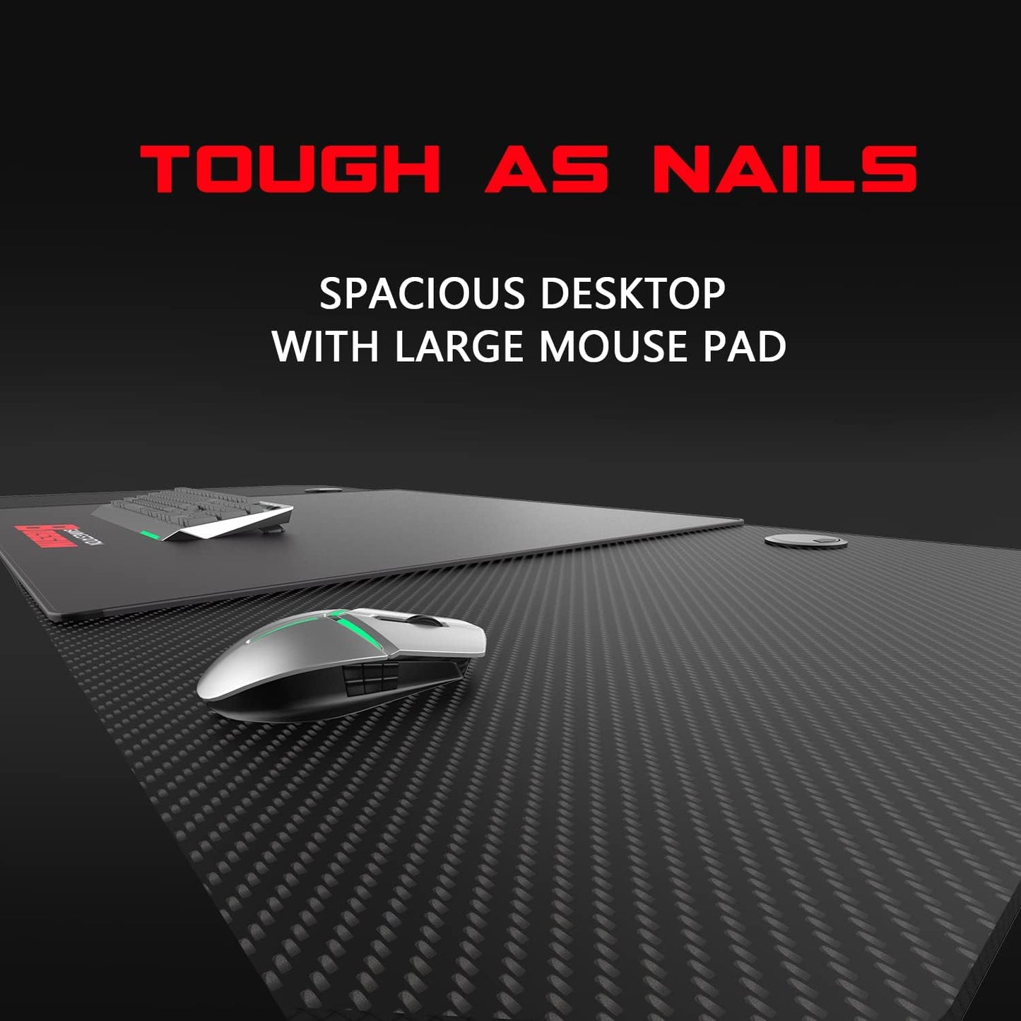 Spacious Desktop with Large Mouse Pad 55 Inch Ergonomic Gaming Desk, Z-Shaped Office PC Computer Desk with Large Mouse Pad, Gamer Tables Pro with USB Gaming Handle Rack, Stand Cup Holder & Headphone Hook (Black, 55 Inch)