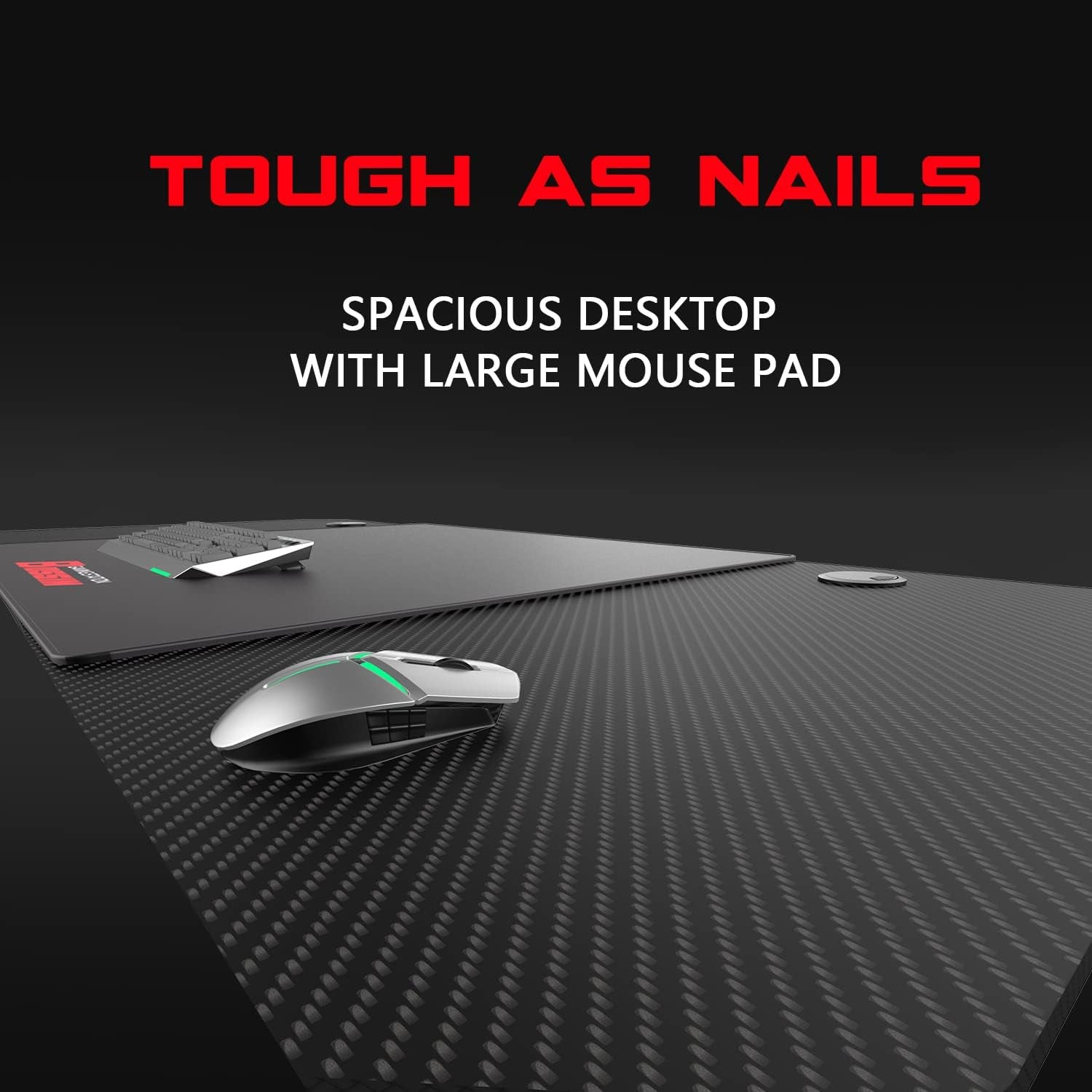 Spacious Desktop with Large Mouse Pad 55 Inch Ergonomic Gaming Desk, Z-Shaped Office PC Computer Desk with Large Mouse Pad, Gamer Tables Pro with USB Gaming Handle Rack, Stand Cup Holder & Headphone Hook (Black, 55 Inch)