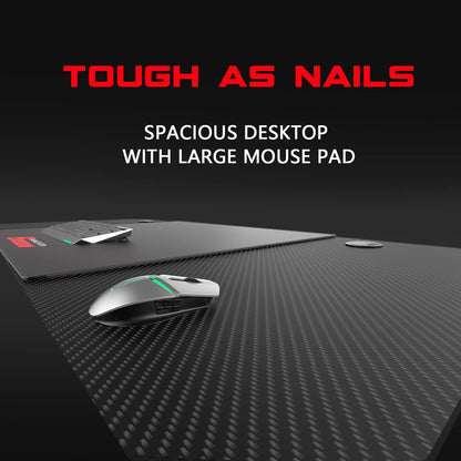 Spacious Desktop with Large Mouse Pad 55 Inch Ergonomic Gaming Desk, Z-Shaped Office PC Computer Desk with Large Mouse Pad, Gamer Tables Pro with USB Gaming Handle Rack, Stand Cup Holder & Headphone Hook (Black, 55 Inch)