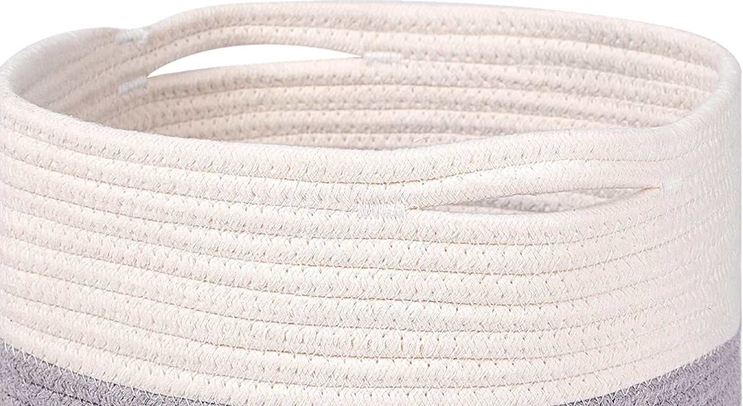 Easy-Carry Storage Cubes Baskets Bins Organizer 11X11X11'' Fit 12X12 '' Cube Storage Organizer Bookcases Shelves, Durable Woven Cotton Storage Basket for Organizing, Round 3Pack 3-Tone Grey Gray Cute