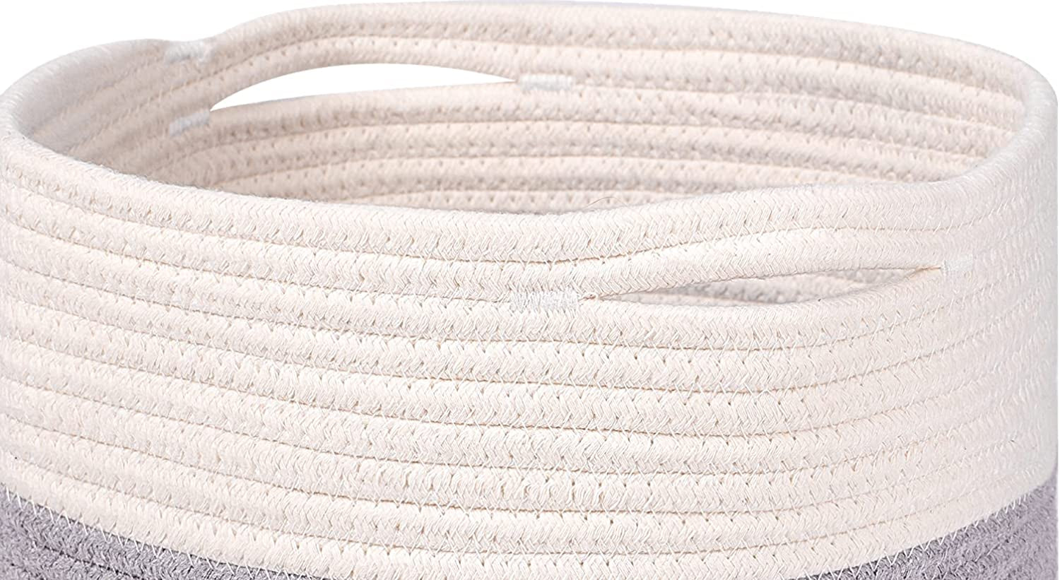 Easy-Carry Storage Cubes Baskets Bins Organizer 11X11X11'' Fit 12X12 '' Cube Storage Organizer Bookcases Shelves, Durable Woven Cotton Storage Basket for Organizing, Round 3Pack 3-Tone Grey Gray Cute