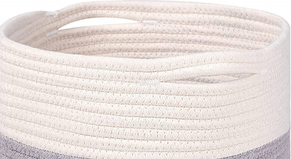 Easy-Carry Storage Cubes Baskets Bins Organizer 11X11X11'' Fit 12X12 '' Cube Storage Organizer Bookcases Shelves, Durable Woven Cotton Storage Basket for Organizing, Round 3Pack 3-Tone Grey Gray Cute