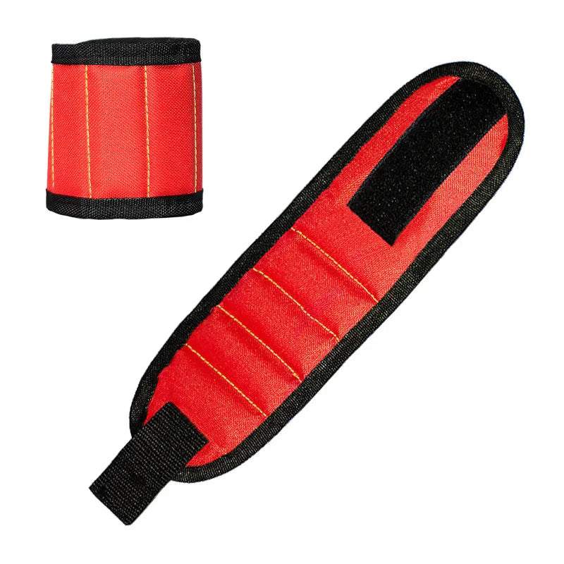 Strong Magnetic Wristband – Portable Tool Bag for Holding Screws, Nails, Nuts, Bolts, and Drill Bits Reds