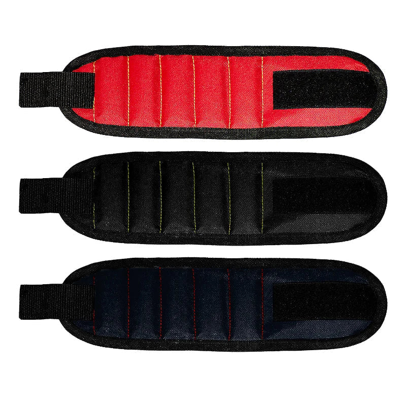 Strong Magnetic Wristband – Portable Tool Bag for Holding Screws, Nails, Nuts, Bolts, and Drill Bits in Red