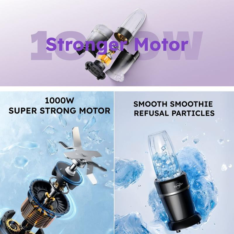 Sangcon 1000W High-Performance Blender - Super Stronger Motor , Smooth Smoothie Refusal Particles 