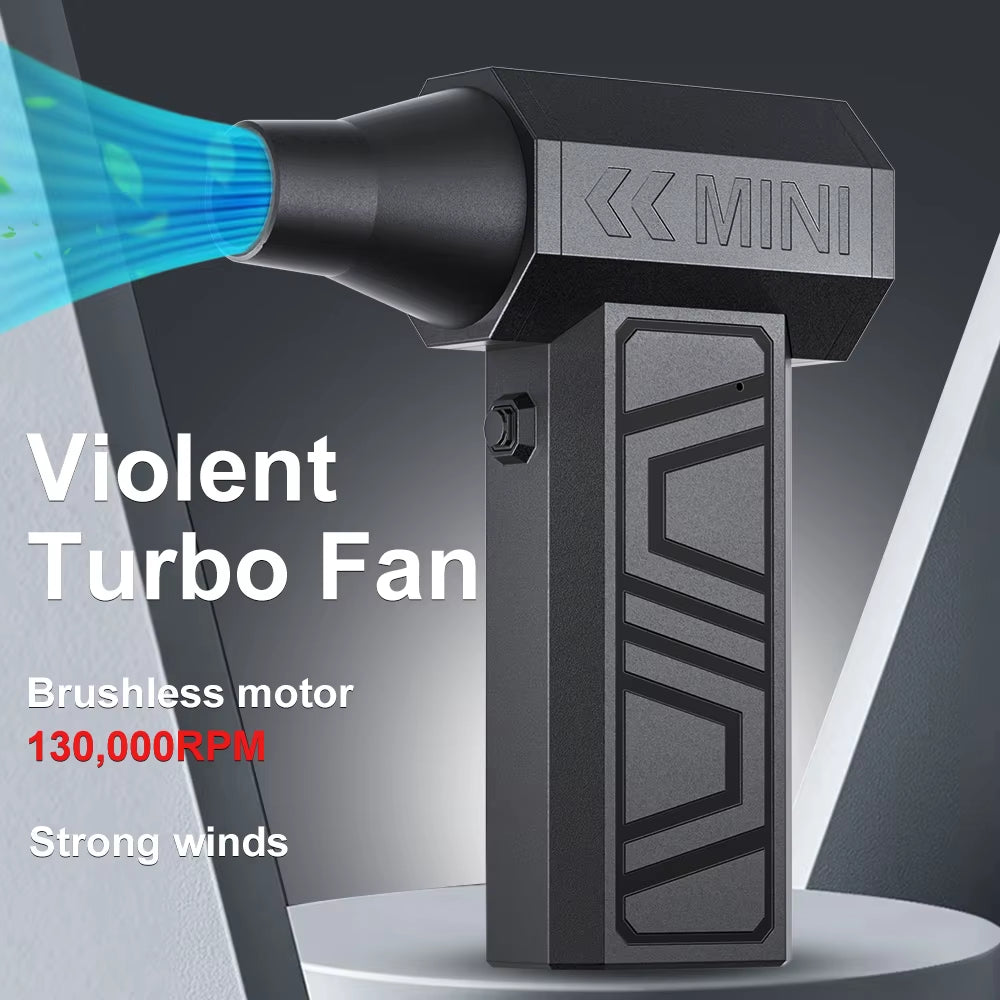 Violent Turbo Jet Electric Air Duster - 130,000 RPM Portable Blower with 5 Nozzles & Type-C Charging for Powerful Cleaning