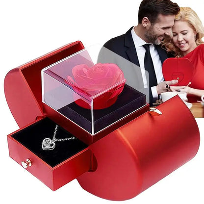 Cute Preserved Roses in a Box Eternal Roses Gift Preserved Real Rose with Jewelry Box | Artificial Flowers Romantic Gifts