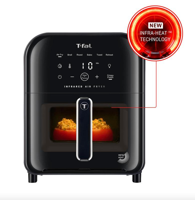 T-Fal Easy Fry Infrared Air Fryer - 6.3 Quart, 1550W, Digital Touch Screen, Sleek Grey Design, Infra-Heat Technology
