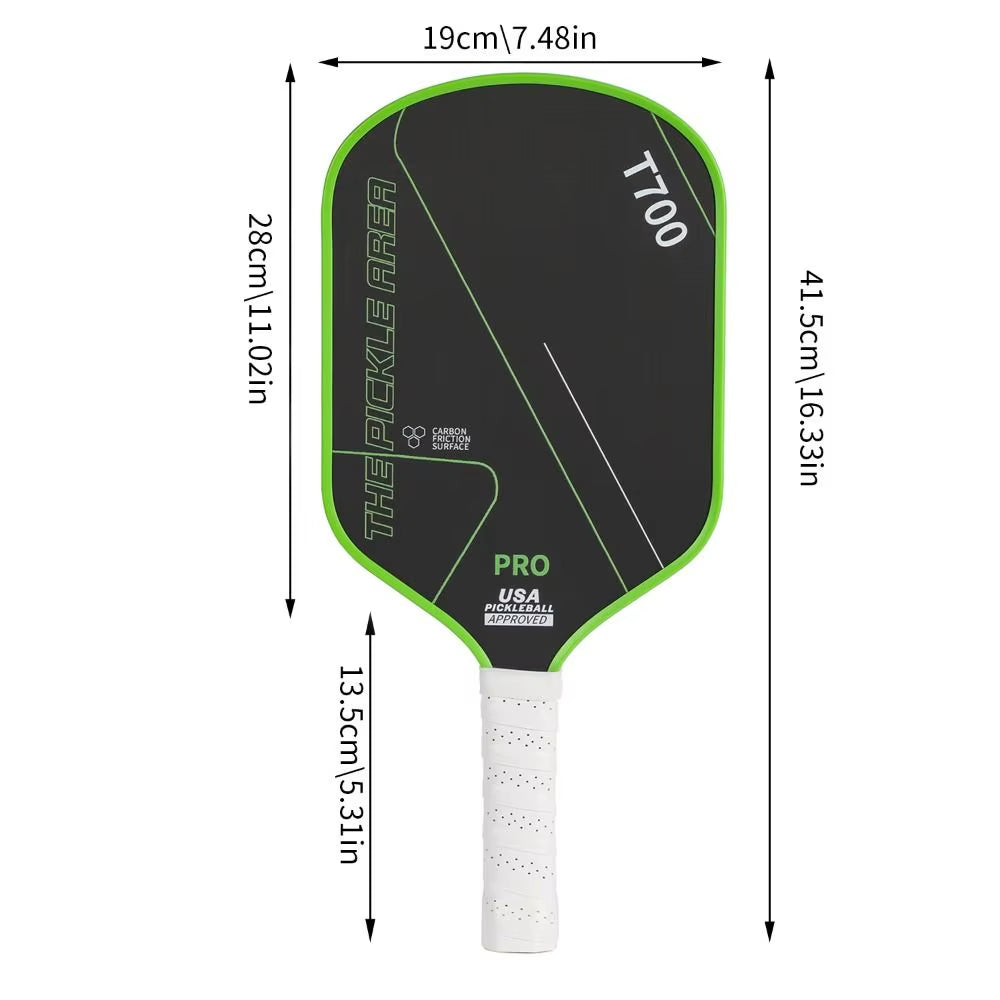 Green T700 Carbon Fiber Pickleball Paddle - USAPA Approved, Lightweight with Frosted Surface for Professional Play