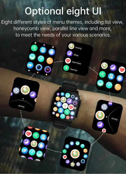 T900Ultra Smartwatch - Eight Different Styles of Menu Themes - Optional Eight UI