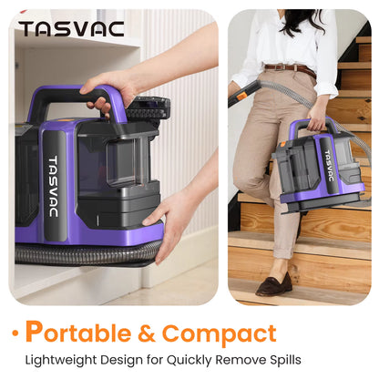 Purple and Black Portable and Compact TASVAC C7 Carpet & Upholstery Cleaner Machine for Pets, Stairs, Couch Area Rugs, Upholstery, Car Seat