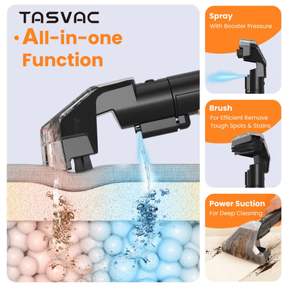 All-in-one Function TASVAC C7 Portable Carpet & Upholstery Cleaner Machine for Pets, Stairs, Couch Area Rugs, Upholstery, Car Seat. 
Perfect for deep cleaning and stubborn stains