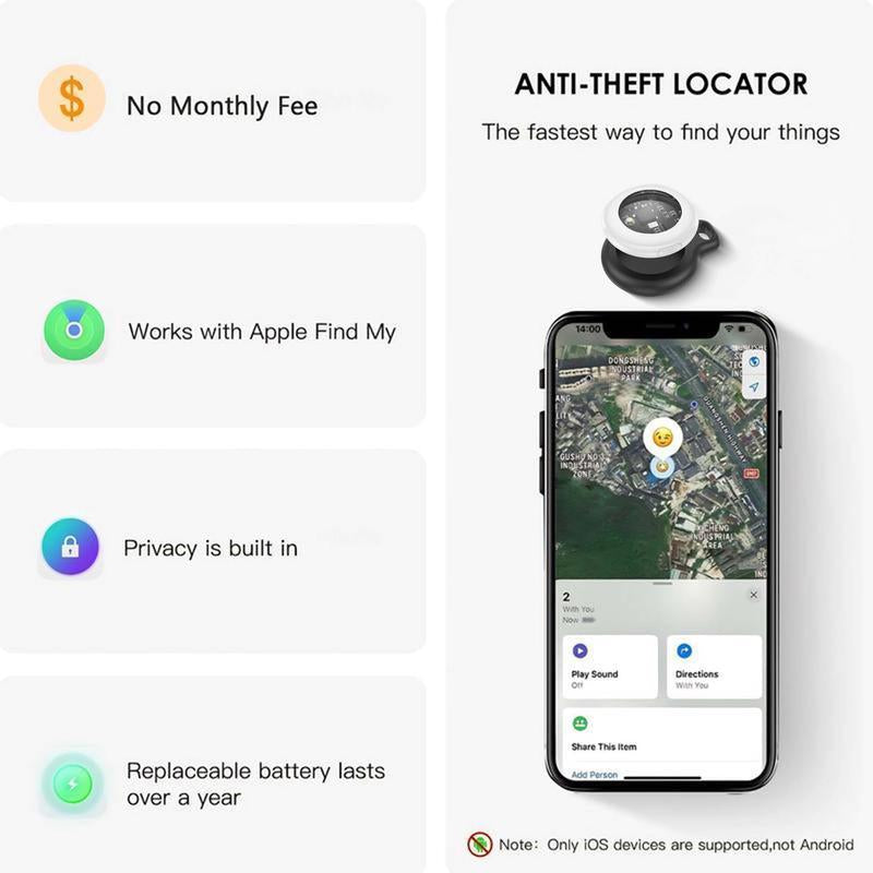 Tukio GPS Tracker for Cars & Pets - Anti-Theft Locator - Replaceable Battery lasts over a year - Privacy is built in - Only compatible with iOS devices 