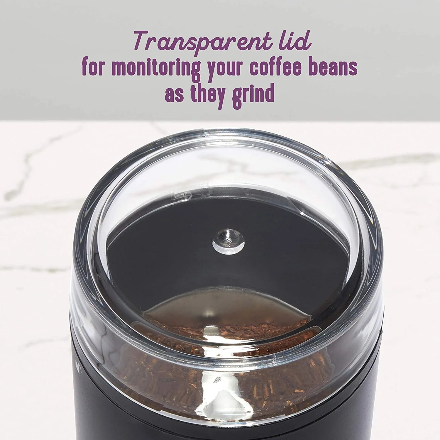 Transparent Lid Simple Grind 14 Cup Coffee Grinder, Black