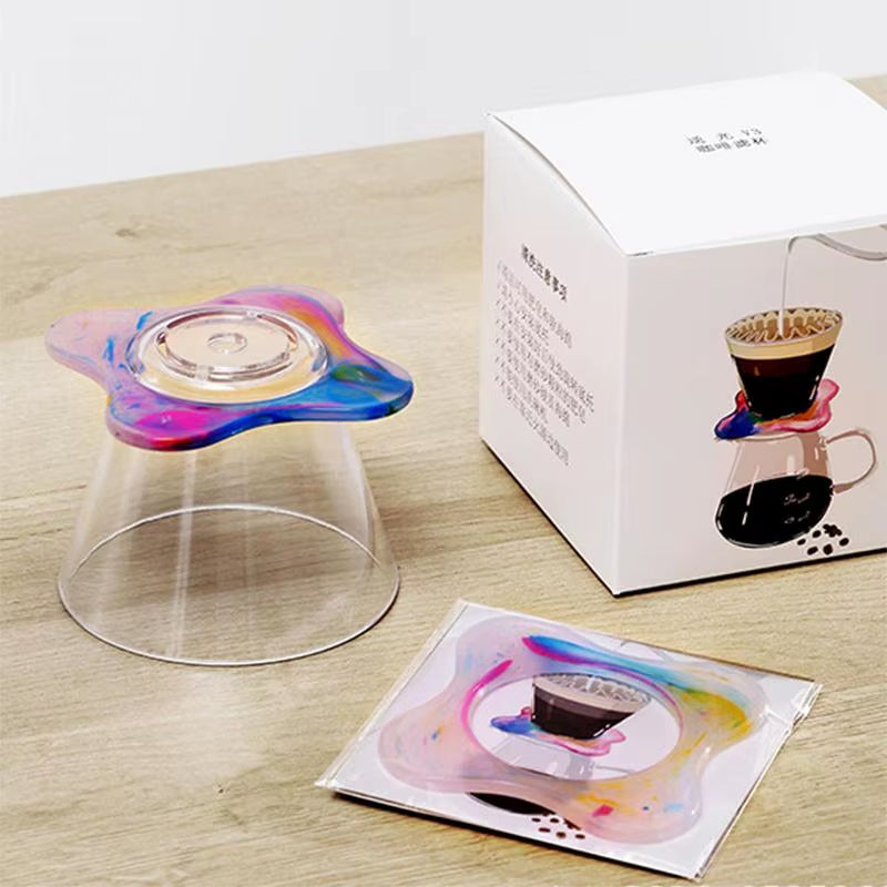 Transparent Resin Rainbow Portable Coffee Maker Pour over Coffee Maker Coffee Dripper Brewer Glass Coffee Pot Decanter Home Coffee Filter