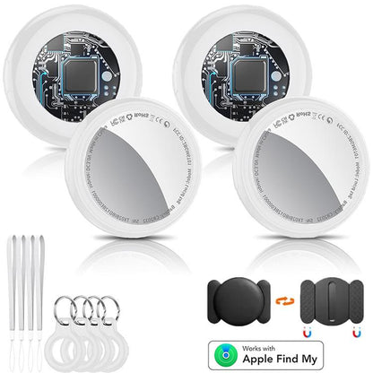 White Tukio GPS Tracker for Cars & Pets - Mini, Weatherproof, Anti-Lost Device with Apple Find My Compatibility - IP67 Waterproof & Replaceable Battery! Summer Deals!