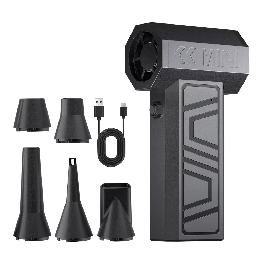 Turbo Jet Electric Air Duster - 130,000 RPM Portable Blower with 5 Nozzles & Type-C Charging for Powerful Cleaning