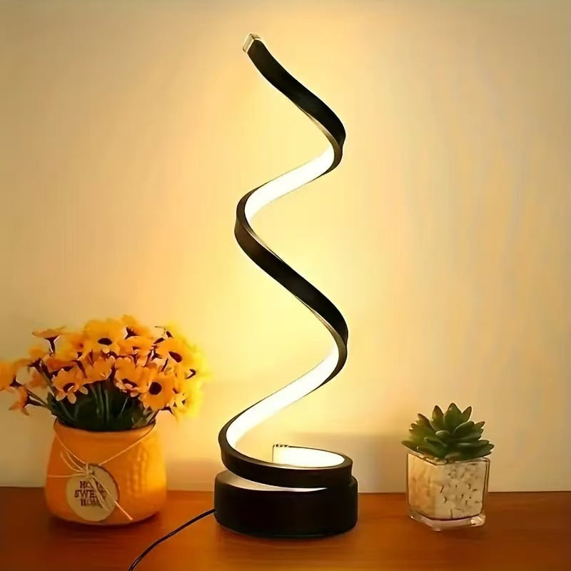 Stylish Black USB Powered Spriral Desk Lamp 