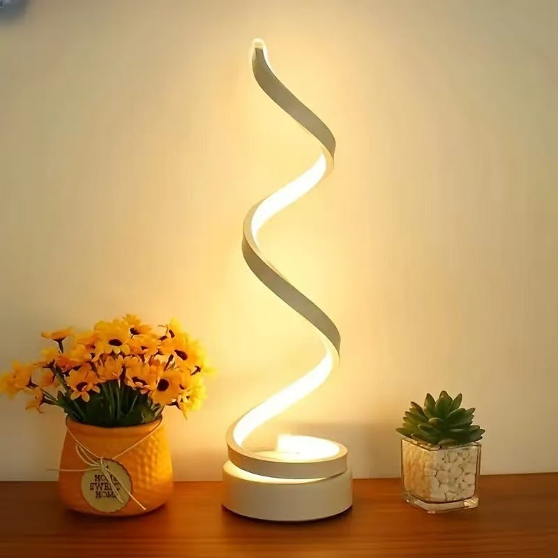 White Stylish Spiral Rechargeable Spiral Desk Adjustable Lamp 