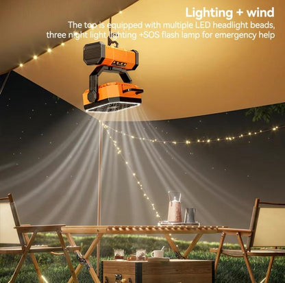 Lighting and Wind Features Ultimate 50000mAh Rechargeable Camping Fan with LED Lights 