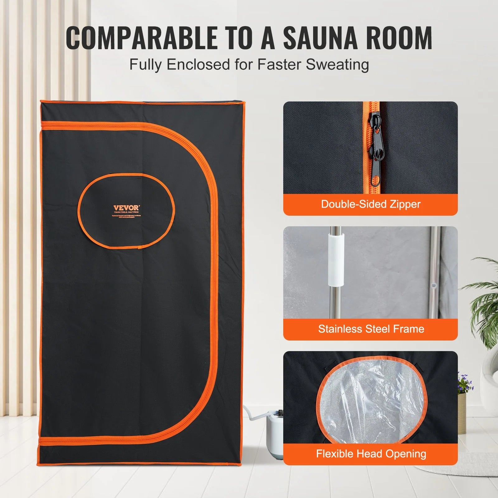 VEVOR Portable Steam Sauna Tent Full Size, Double-Sided Zipper 1000W Personal Sauna Blanket Kit for Home Spa, Detoxify & Soothing Heated Body Therapy, Time & Temperature Remote Control with Floor Mat