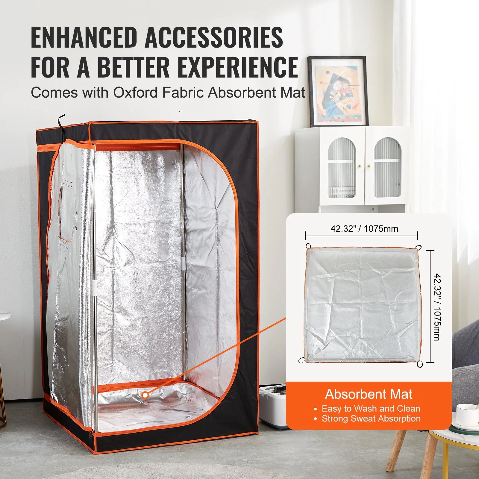 VEVOR Portable Steam Sauna Tent Full Size, with Absorbent Mat 1000W Personal Sauna Blanket Kit for Home Spa, Detoxify & Soothing Heated Body Therapy, Time & Temperature Remote Control with Floor Mat