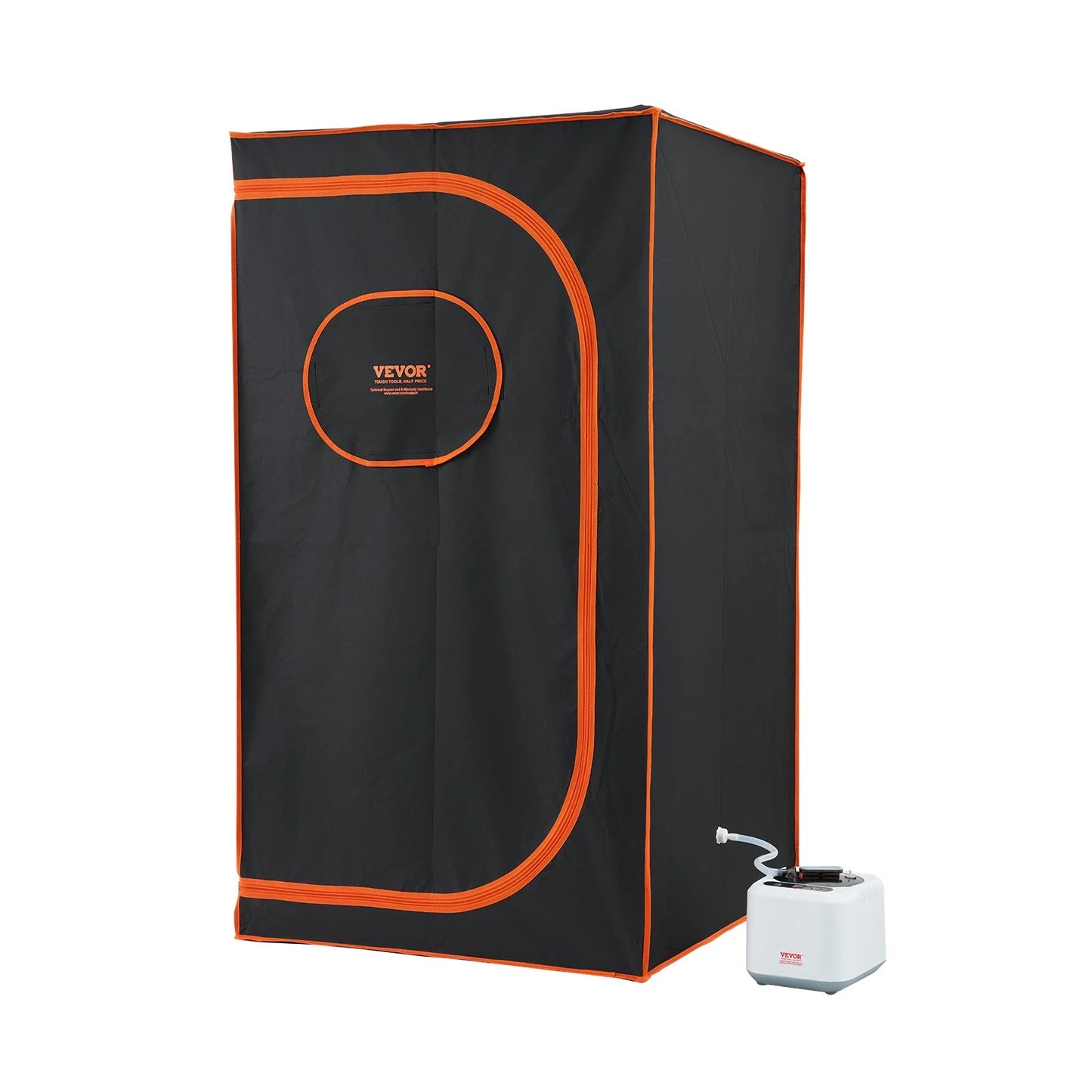 VEVOR Portable Steam Sauna Black and Orange Tent Full Size, 1000W Personal Sauna Blanket Kit for Home Spa, Detoxify & Soothing Heated Body Therapy, Time & Temperature Remote Control with Floor Mat