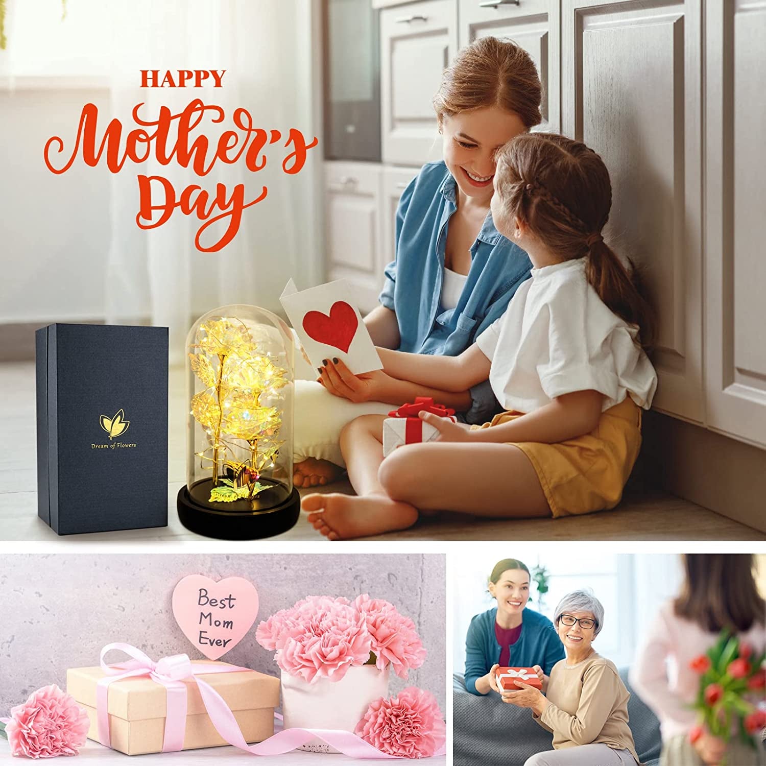 Perfect for Mother's Day 
Valentines Flowers Gifts for Her,Beauty and the Beast Rose Glowing Rose Gift,Glass Galaxy Flower Gift,Rainbow Valentines Rose Flower Gift,Beast Rose Xmas Day Gifts for Mom,Women,Wife'S,Grandma