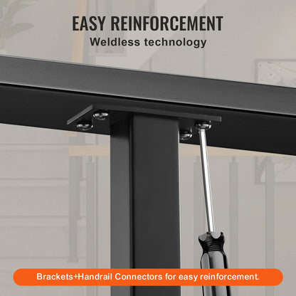 Easy Setup VEVOR Cable Rail Post Level Deck Stair Post 36 X 1.5 X 1.5 Cable Handrail Post Stainless Steel Brushed Finishing Deck Railing DIY Picket without Hole Stair Railing Kit with Mount Bracket Black Easy Installation