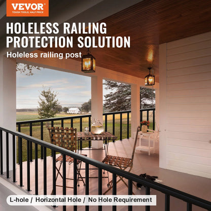 VEVOR Versatile Cable Rail Post Level Deck Stair Post 36 X 1.5 X 1.5 Cable Handrail Post Stainless Steel Brushed Finishing Deck Railing DIY Picket without Hole Stair Railing Kit with Mount Bracket Black