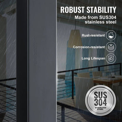 Robust Stability VEVOR Cable Rail Post Level Deck Stair Post 36 X 1.5 X 1.5 Cable Handrail Post Stainless Steel Brushed Finishing Deck Railing DIY Picket without Hole Stair Railing Kit with Mount Bracket Black