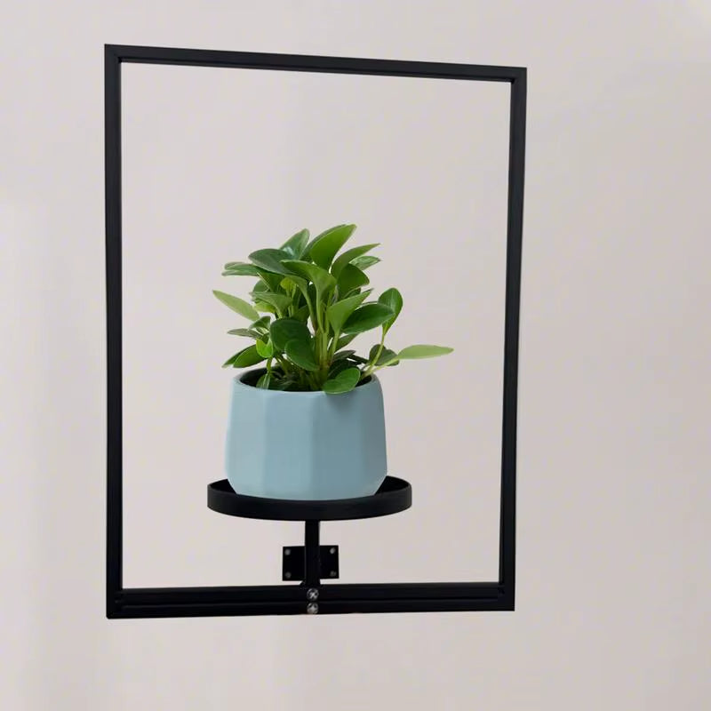 Stylish Wall-Mounted Metal Photo Frame Blue Vase Planter for Succulents - Perfect Home Decor Display!