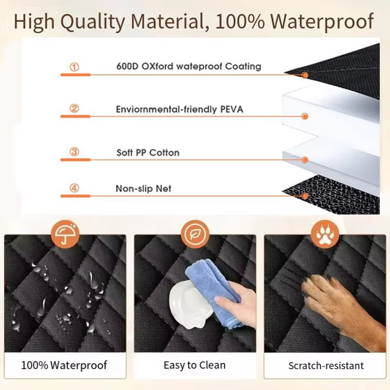 Scratch-Resistant Waterproof Oxford Cloth Car Pet Mat - Ultimate Rear Seat Cushion for Dogs & Cats, Keeps Your Car Clean