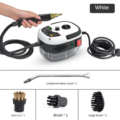 White Powerful 2500W High-Temperature Steam Cleaner - Ideal for Kitchen, Air Conditioner, and Car Cleaning!