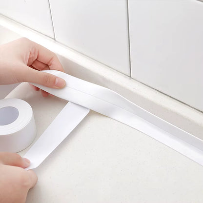 White Waterproof Self-Adhesive Bathroom Sealing Tape - Oil-Proof Kitchen Sink Caulk Strip for Shower & Toilet Corners