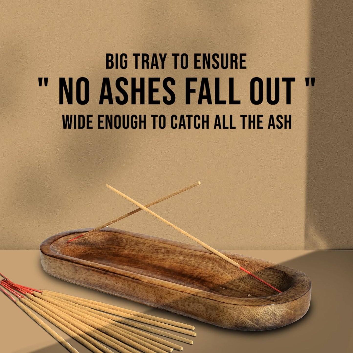 Wide Wooden Brown Incense Holder -Incense Burner Holder –Ash Catcher - Incense Stick Holder - Meditation & Yoga - Great Gift for Any Occasion Size 11X4 Inch