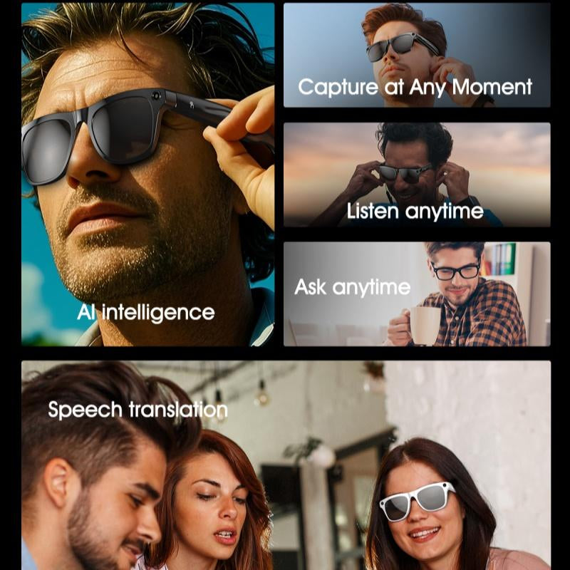 Features: Speech Translation , AI Intelligence
 HYUNDAI XK ONE Pro Smart Camera Glasses - HD Video, Surround Sound, Blue Light Blocking Lenses for Work and Drivingh Tr