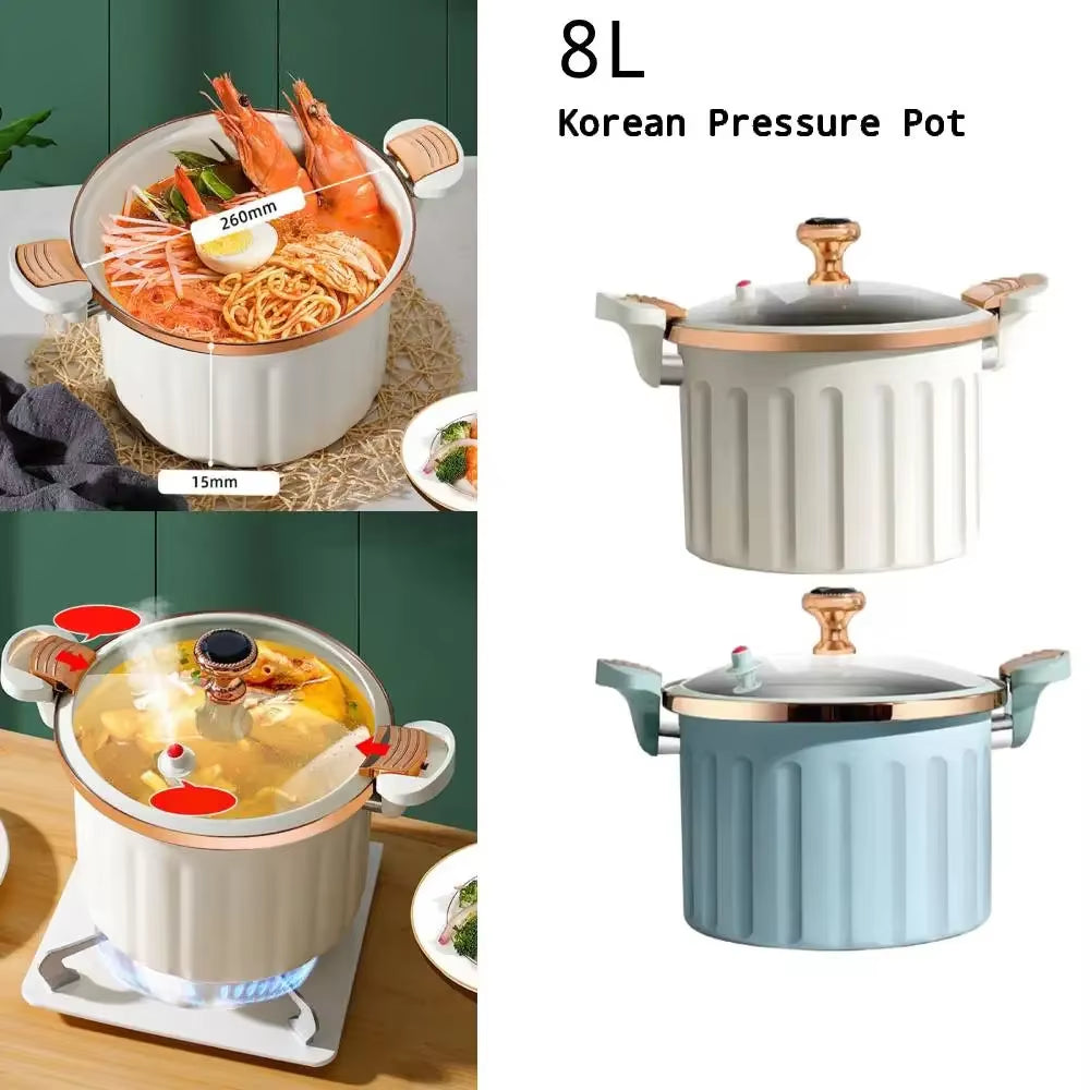 8L Korean Enamel Micro Pressure Pot - Non-Stick Multifunctional Soup & Stew Maker with Double Ear Design