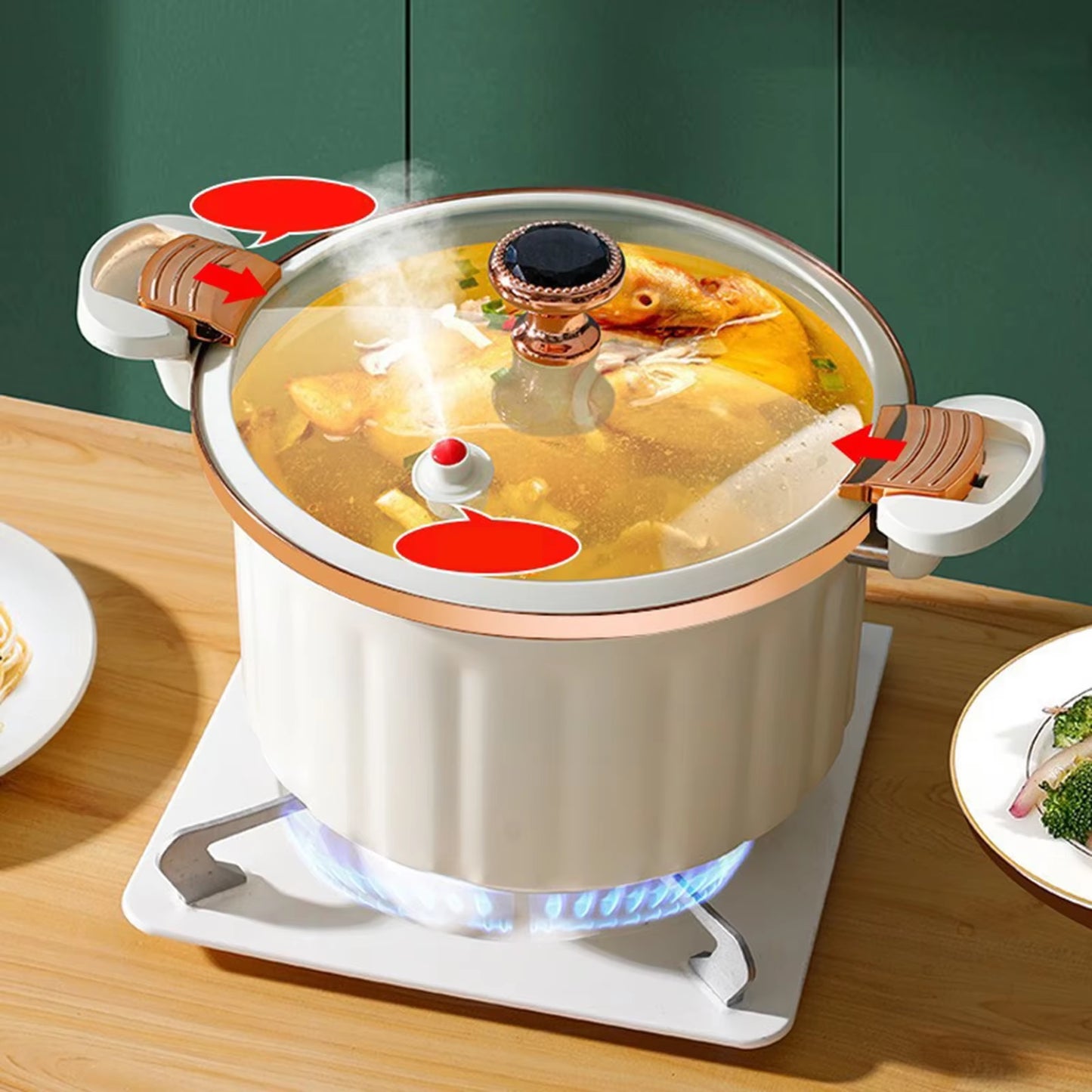8L Korean Enamel Micro Pressure Pot - Non-Stick Multifunctional Soup & Stew Maker with Double Ear Design