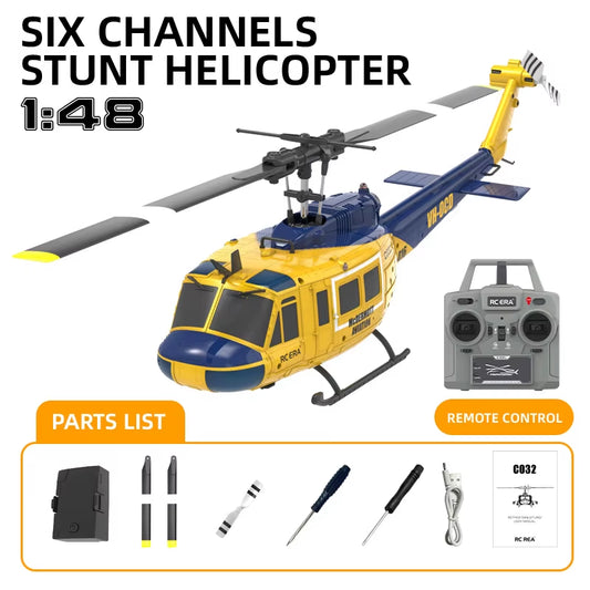 C032 Uh-1 Huey 3D Aileron Stunt Helicopter - Electric Remote-Controlled Model Toy