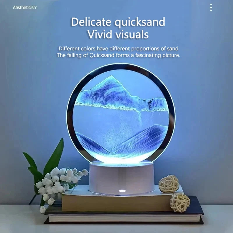 Mesmerizing 16-Color 3D Sandscape LED Hourglass Lamp - Dynamic Sand Art Night Light & Deep Sea Display - Perfect New Year Gift!