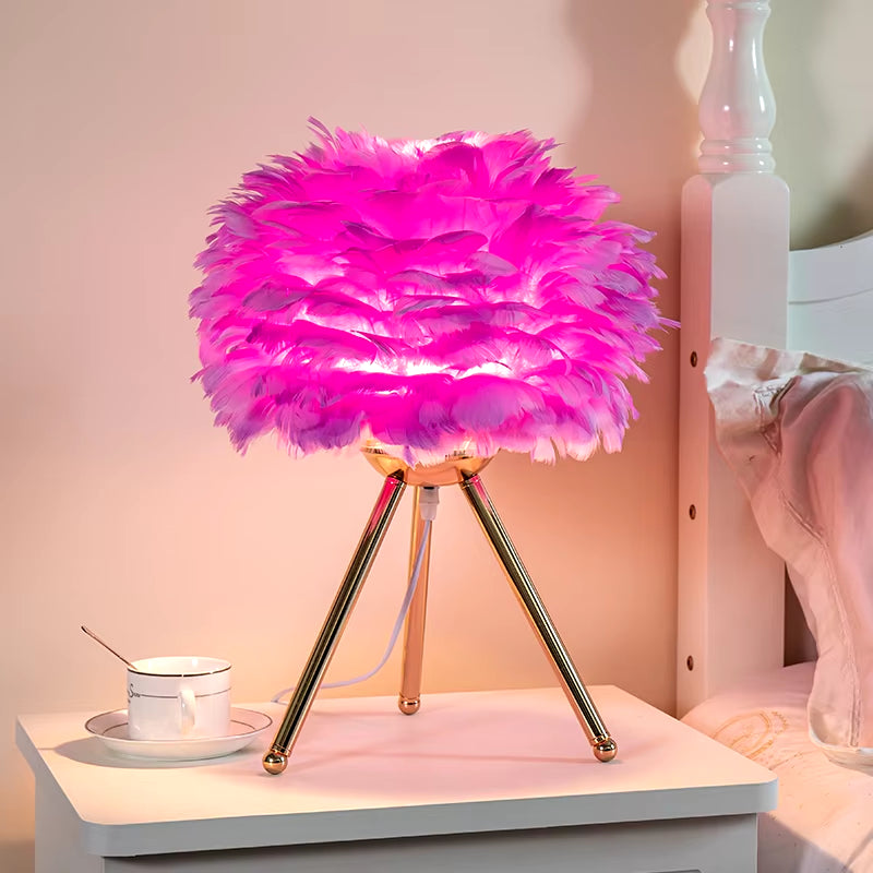 Elegant Feather Bedside Lamp - Modern Romantic Lighting for Home, Coffee Shops, Weddings & Christmas Decor
